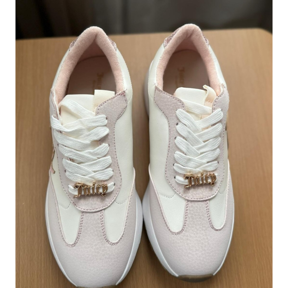 Juicy Couture Women'ss Eunice Lace Up Casual Sneakers SZ 8.5 M Blush PINK WHITE - Picture 7 of 12
